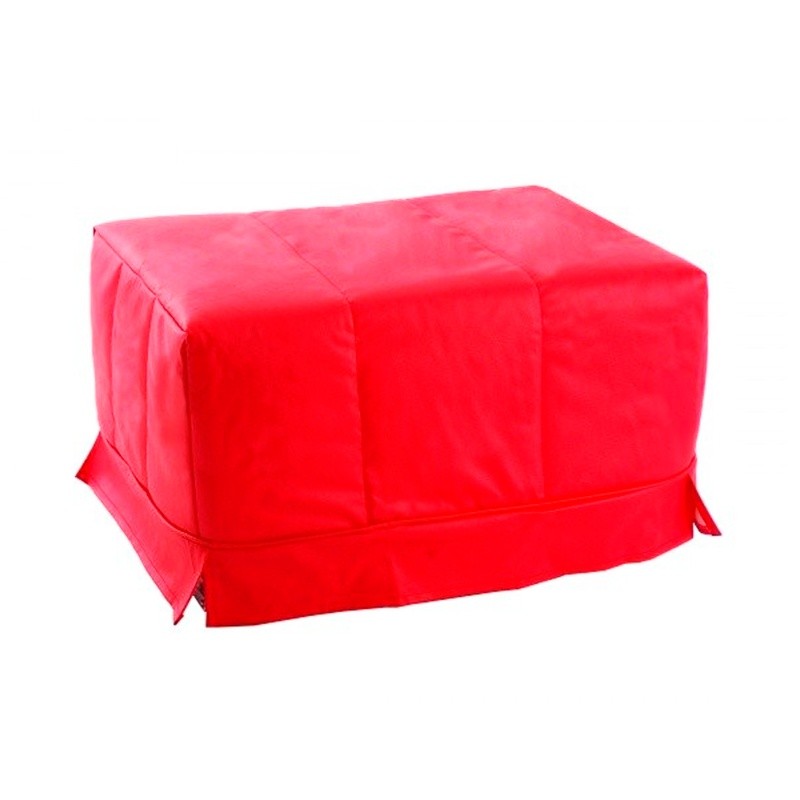 Folding Bed Pouf with Bed Base - Red Leatherette