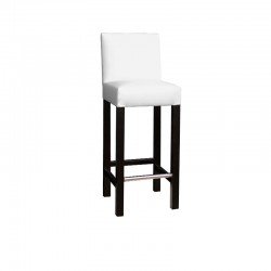 Lacquered Stool with Back - White Lacado Negro No Yes