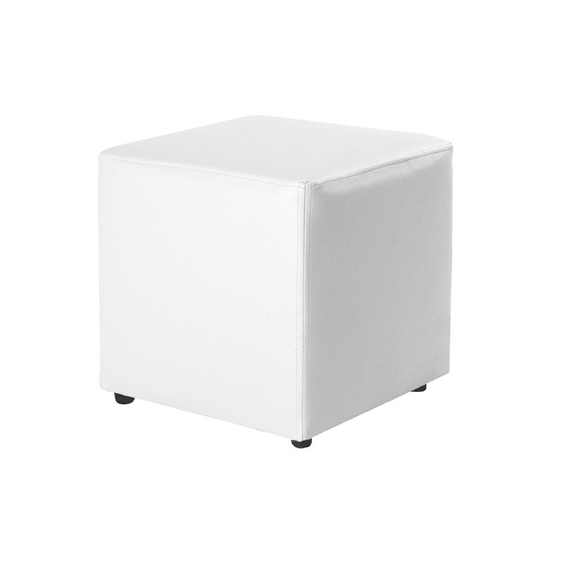 Rigid Cube Pouf 40x40 - Leatherette without legs White 40x40x35 cm
