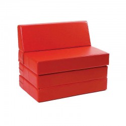 Convertible Bed Pouf - Red Leatherette 90 cm.