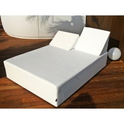 Balinese double bed without canopy - Nautic (Leatherette) White